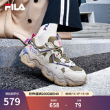 斐乐（FILA）猫爪5代官方女复古运动鞋杨幂同款新款休闲鞋老爹鞋 草本绿/银线-DS 36