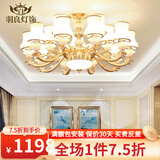 羽良 欧式吊灯客厅灯现代简约大气餐厅卧室广东中山灯具套餐三室两厅 18头奢华版【全光谱三色】