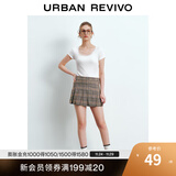 UR秋季新款女装少女感蕾丝花边显瘦正肩短袖T恤UYY440030 本白 L