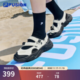 斐乐（FILA）FUSION斐乐玛丽珍凉鞋女鞋新款凉拖魔术贴海螺沙滩鞋 微白/黑-WB 36