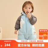 巴拉巴拉童装婴儿连体羽绒服连体衣宝宝衣服2025冬装哈衣爬服萌趣男童女童 白色小熊-白鸭绒 90 cm-充绒量94g