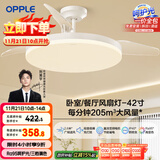 欧普（OPPLE）风扇灯吊扇灯遥控LED照明Ra98餐厅卧室吊灯变频低噪包安装 冰风白