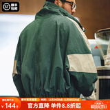 马登工装美式复古运动夹克可拆卸双拉链短款上衣拼接字母外套男潮秋季 绿色 /阿登纳绿 M