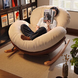 摇摇椅躺椅成人可睡觉单人懒人沙发2025新款轻奢阳台家用休闲椅子 咖拼白色（亲肤婴儿绒）