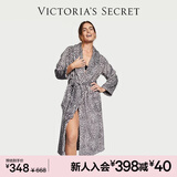 维多利亚的秘密 秋冬加厚毛绒睡袍浴袍女柔软舒适系带居家睡衣送礼送老婆 5MQU黑白/豹纹-长款 11176130 XS /S