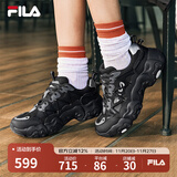 FILA斐乐官方猫爪6女鞋老爹鞋运动鞋2025夏季新款黑色鞋子休闲鞋女 黑/影黑灰-BD 36