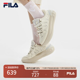 FILA 斐乐官方女鞋CARROT摩登板鞋萝卜鞋休闲厚底鞋子女 古白色/初雪白 F12W411201NAA 35.5