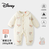 迪士尼（Disney）婴儿衣服280g加厚连体衣外套夹棉服新生儿满月宝宝外出保暖秋冬季