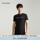 Calvin KleinJeans夏季男女情侣中性休闲年轻多色ck印花修身打底短袖T恤上衣 BEH-太空黑 L （推荐145-160斤）