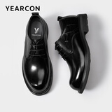 意尔康男鞋皮鞋男春秋季英伦德比鞋男厚底商务大头正装皮鞋新郎皮鞋 黑色 44