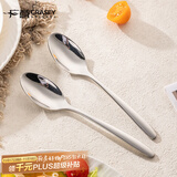 广意316L不锈钢儿童勺套装 吃饭餐勺小汤勺西餐勺汤匙调羹2只装GY7694