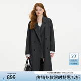 范思蓝恩钻石立裁系列小个子双面呢大衣女秋冬复古羊驼毛外套14216 高级灰 XXS
