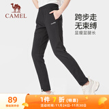 骆驼（CAMEL）直筒运动裤女子休闲针织卫裤长裤 CB2225L0783B 黑色 S