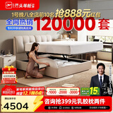 芝华仕（CHEERS）五星皮床现代主卧室大床双人真皮储物软包吐司床带床垫C265白1.8m