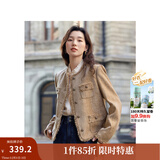 茵曼（INMAN）法式小香风短外套冬季女长袖洋气小个子休闲夹克上衣 浅驼色 M