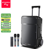 山水（SANSUI）A08 户外K歌专用音响大功率重低音广场舞智能音箱多媒体会议带麦克风8英寸电木吉他民谣乐器音箱