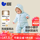 迷你巴拉【迷你小蛋仔】儿童连体羽绒服男女童宝宝冬日保暖萌趣外套新款 粉蓝 -白鸭绒【舒适换季】 73 CM -充绒量53.6g