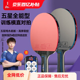 双鱼乒乓球拍单拍五星学生成人专业级5星七层实木底板五星乒乓球拍 五星全能型【横+直】含球+拍包