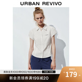 UR2025夏季新款女装时尚复古休闲收腰系带开襟衬衫UYY250068 本白 M