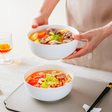 斯凯绨（Sky Top）面碗骨瓷大汤碗泡面碗沙拉碗陶瓷家用纯白餐具套装7英寸2件