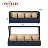 德克力时（DrikLux）摇表器全自动机械表上链器家用手表盒转表器送女友送长辈生日礼物 蓝色鸵鸟+骆驼色绒+4转盘