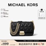 MICHAEL KORS礼物轻奢MK女包SLOAN皮质链条单肩斜挎包小号黑色/金色