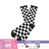 VANS范斯官方 男子袜子长袜棋盘格运动休闲 黑色 均码24-26cm