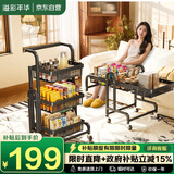 溢彩年华免安装置物架厨房加厚落地多层小推车折叠移动收纳储物零食架6800