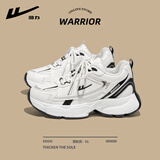 回力女鞋休闲鞋女厚底加绒老爹鞋女秋冬季百搭黑色潮流运动韩版鞋子女 蓝白 39