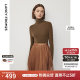朗姿【朗姿羊毛Basic衣橱】纯羊毛法式毛针织衫冬季新款修身长袖毛衣 深咖色2 M
