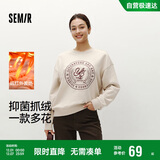 森马（Semir）[商场同款]女oversize发热抗菌2024冬季绣花抓绒上衣101724116004