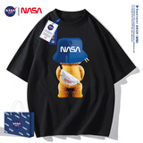 NASA GISSNASA潮牌联名款 短袖t恤男2022夏季情侣潮流圆领体恤男宽松上衣服 NA5313-黑色 3XL  建议185-200斤