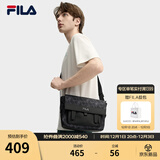 FILA斐乐男包【黑武士】斜挎包老花轻便防泼水挎包2025复古老花单肩包 正黑色-BK XS