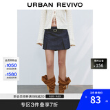 UR2025夏季新款女装休闲复古学院风腰带牛仔短裤UWM850140 靛蓝 29