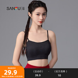 三福2024新款运动风文胸女固定杯抹胸美背细肩带裹胸吊带背心内衣 黑色 75B