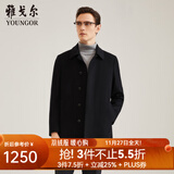 雅戈尔（YOUNGOR）男装大衣男单排扣外套修身版商务大衣羊毛混纺羽绒内胆 VYSY015110AFY黑色 L 175/96A