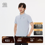 KOLON SPORT/可隆速干POLO 男士吸湿小翻领抗菌户外运动印花短袖 LHPT5MTT31-LB 浅蓝色 M 170/92A