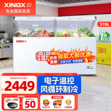 星星冰柜商用大容量 大冰柜商用全冷冻家商两用卧式冰箱冷柜雪糕柜冷冻冷藏岛柜冷饮超市便利店雪糕 -30度风循环519升电控 519E