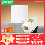 毕亚兹 网络面板带免打线模块 六类千兆非屏蔽网口插座 RJ45水晶头单口86型加厚电脑阻燃面板+模块套装