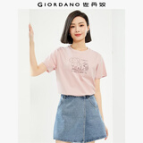 佐丹奴 女装T恤 棉质针织大象的日常印花圆领短袖 13394204 粉红