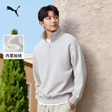 彪马（PUMA）加绒保暖加厚运动卫衣男女冬季半拉链运动上衣632293 浅灰色-72 M (175/96A)