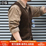 马登工装美式复古猎装马甲灯芯绒背心阿美咔叽坎肩英伦风外套男秋 咖啡色 XL