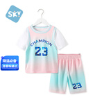 舒贝怡儿童篮球服夏季速干衣男女中大童童运动短袖套装透气训练服粉150