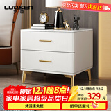 罗森（LUOSEN）床头柜卧室现代简约岩板轻奢烤漆床边柜小户型置物收纳柜纯白45cm