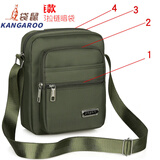 袋鼠（KANGAROO）男包牛津布单肩包男斜挎包休闲帆布包男士包包背包小包商务公文包 普通版[四层拉链]军绿色
