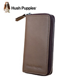 暇步士（Hush Puppies）钥匙包牛皮卡包男士休闲拉链头层牛皮钥匙扣多功能男女通用钥匙包 灰色287B