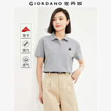 佐丹奴短袖Polo衫女新款莱卡棉珠地布元气小刺绣翻领上衣05315390