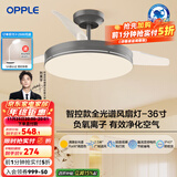欧普（OPPLE）风扇灯客厅餐厅卧室简约带LED风扇 高显色隐形升级风量吊扇灯 全光谱36寸星空灰36瓦智控