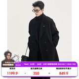 伯爵卓尔骆驼绒羊毛混纺双面呢大衣男中长款2025秋冬新款通勤男装外套 月夜黑 【2代升级 - 无内胆】 XL (180)
