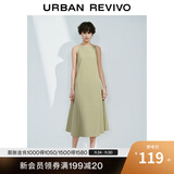 UR2025春季新款女装法式气质后拉链收腰无袖连衣裙UWM750031 卡其绿 S